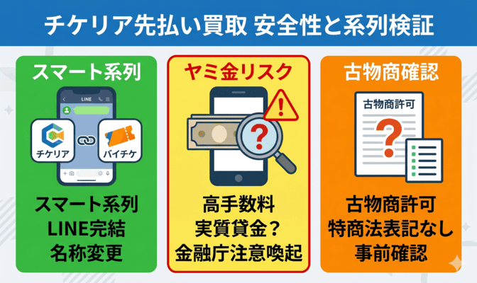 チケリア先払い買取は闇金?安全性と系列を検証