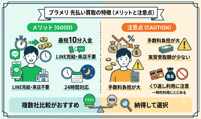プラメリの先払い買取のメリットと注意点