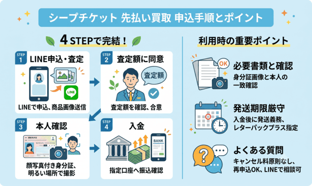 シープチケットの先払い買取の申込手順とよくある質問