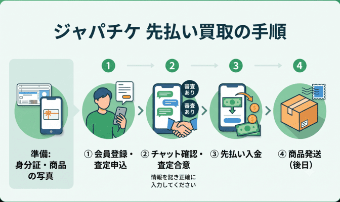 ジャパチケの先払い買取の審査と申込の流れ