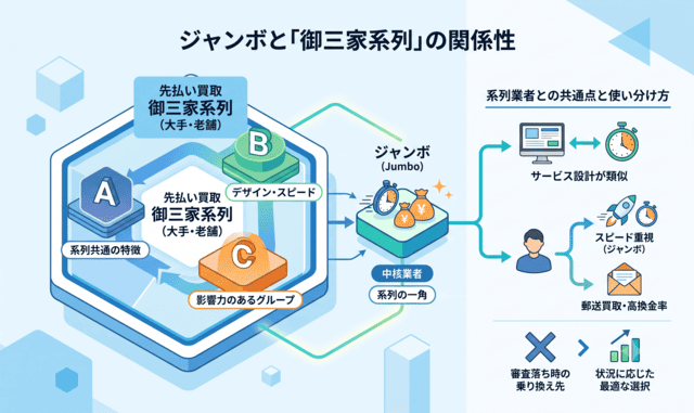ジャンボの先払い買取は御三家系列？系列業者と関係