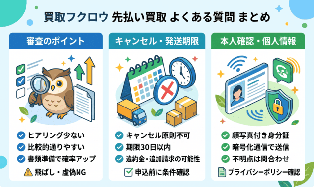 買取フクロウ 先払い買取に関するよくある質問