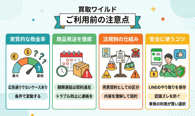 買取ワイルドの先払い買取を利用する前の注意点