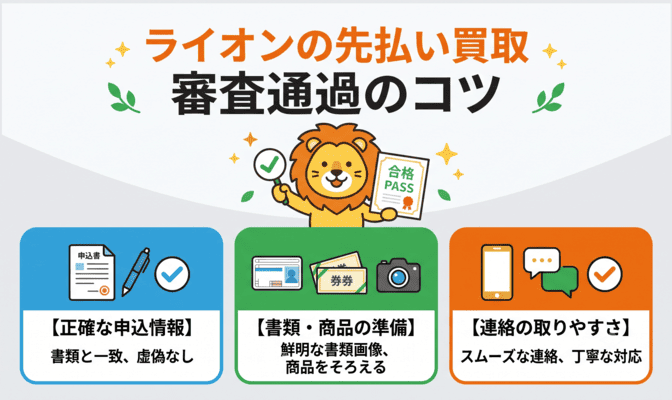 ライオンの先払い買取の審査基準と通過のコツ