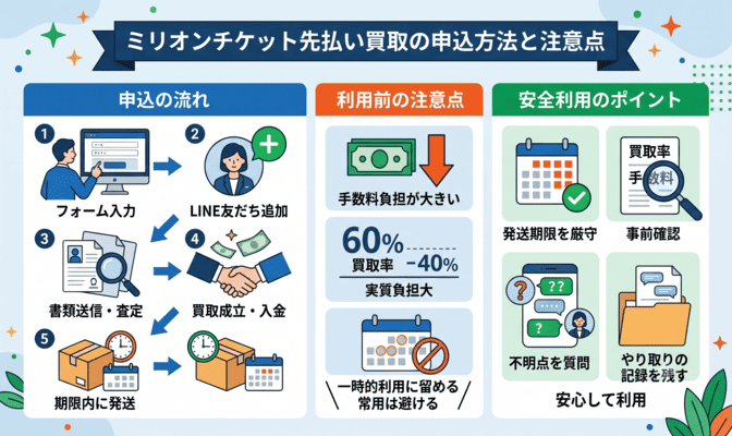 ミリオンチケット先払い買取の申込方法と注意点