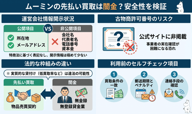 ムーミンの先払い買取は闇金？安全性を検証