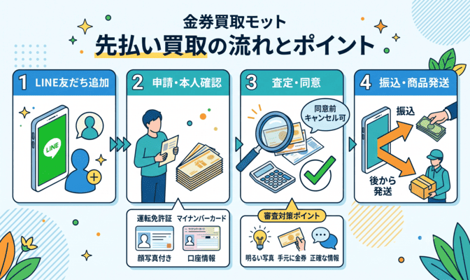 金券買取モットの先払い買取の審査と申込みの流れ