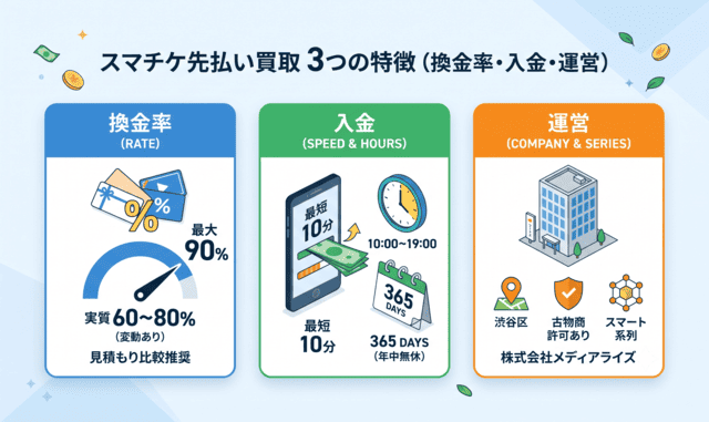スマチケ先払い買取の換金率・入金・系列を詳しく紹介