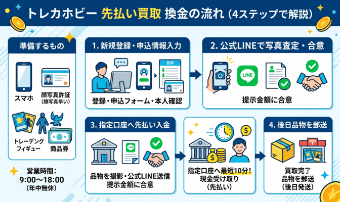 トレカホビー先払い買取の申込方法と換金の流れ